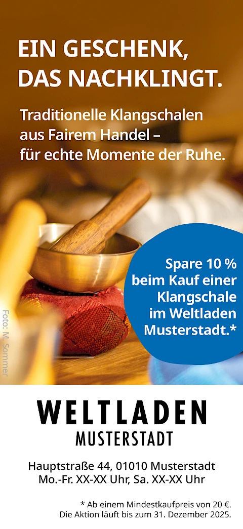 Weltläden bieten Klangschalen aus Fairem Handel